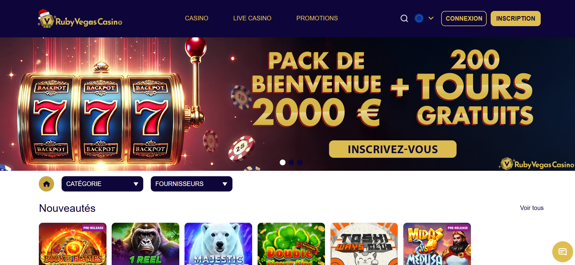 Admirez le design sobre et extrêmement élégant de la plateforme RubyVegas Casino.